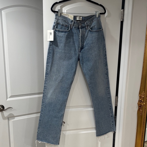 Agolde Light Blue Straight Leg Jeans - Picture 4 of 12